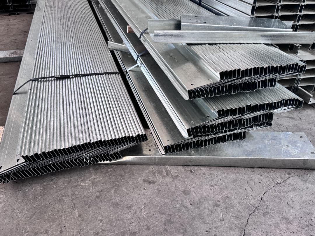 Stack of corrugated galvanized steel roofing sheets